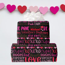 Personalise Name Valentine's Day Red Pink Hearts