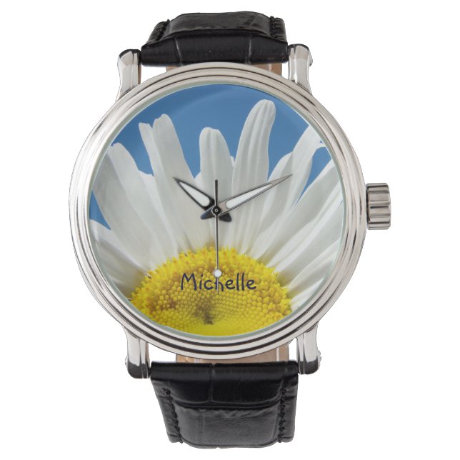 Personalise Name watches Yellow White Daisy Flower (Front)