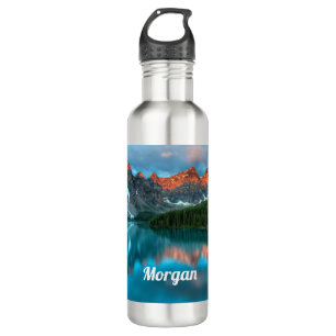 Personalise Name White, Dramatic Mountains & Lake 710 Ml Water Bottle