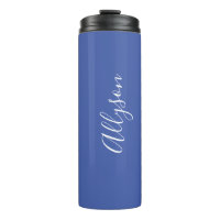 Personalise Name White Script Vertical, Med. Blue