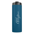 Personalise Name White Script Vertical Ocean Blue 