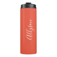Personalise Name White Script Vertical, Orange Red