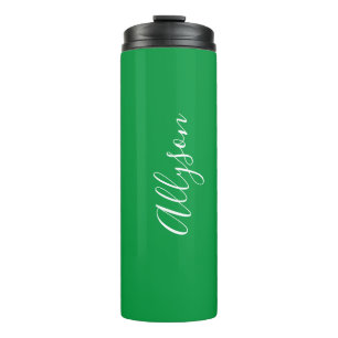 Personalise Name Wht Script Vertical, Kelley Green Thermal Tumbler