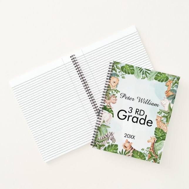 Personalise Name wild Animal,Back To School 3Rd  N Notebook (Inside)