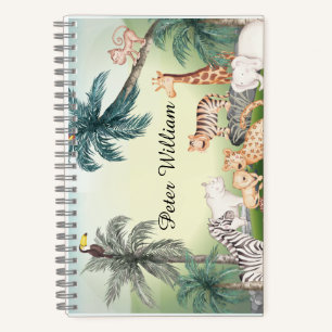 Personalise Name wild Animal,Back To School Notebo Notebook