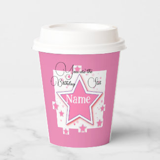 Personalise Name Your Birthday STAR  Paper Cups
