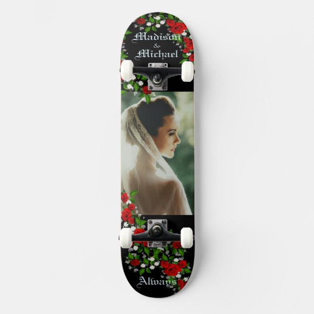 Personalise Names and Large Photo Hand Crafted Skateboard (Front)