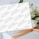 Personalise Names, Anniversary Year, Grey Script Tissue Paper<br><div class="desc">Personalise Names,  Anniversary Year and Message in Grey Script text; perfect for stuffing a gift bag. Also great for decoupage,  scrap booking,  junk journals,  invitations,  or any of your creative projects too.</div>