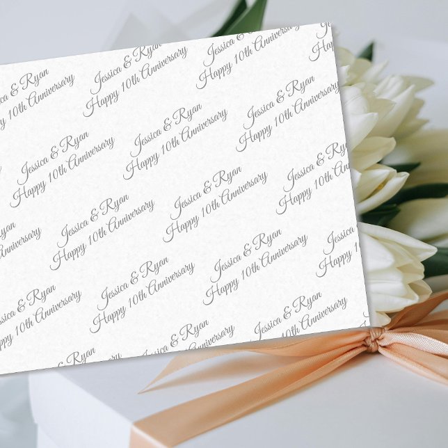 Personalise Names, Anniversary Year, Grey Script Tissue Paper (Creator Uploaded)