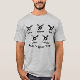 Personalise Nana's Little Deers Family Christmas T-Shirt
