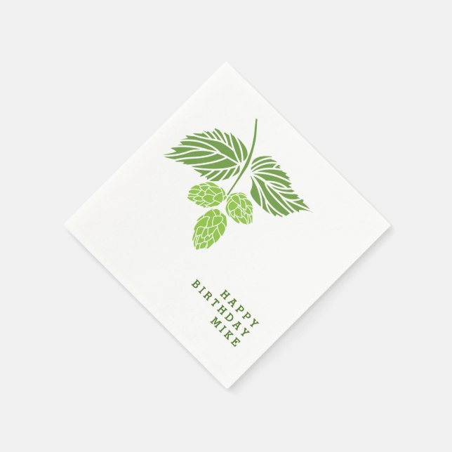 Personalise napkins with hop illustration, beer (Corner)