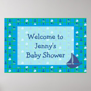 Personalise Nautical Sailboats  Baby shower Poster
