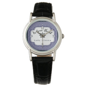 Personalise Navy Blue and White with Ship Wheel    Watch