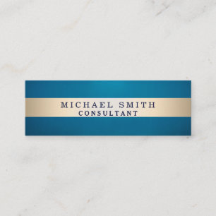 Personalise Navy Blue Faux Gold Foil Striped Mini Business Card