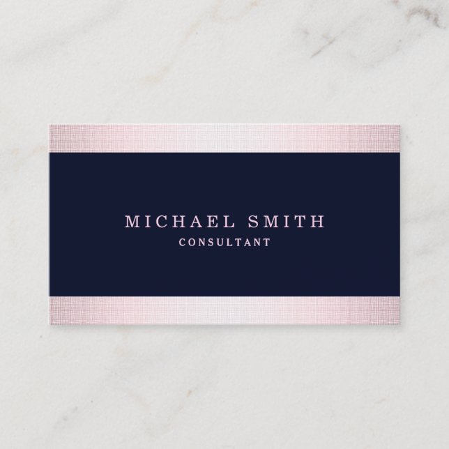Personalise Navy Blue Gold Striped Modern Stylish Business Card (Front)