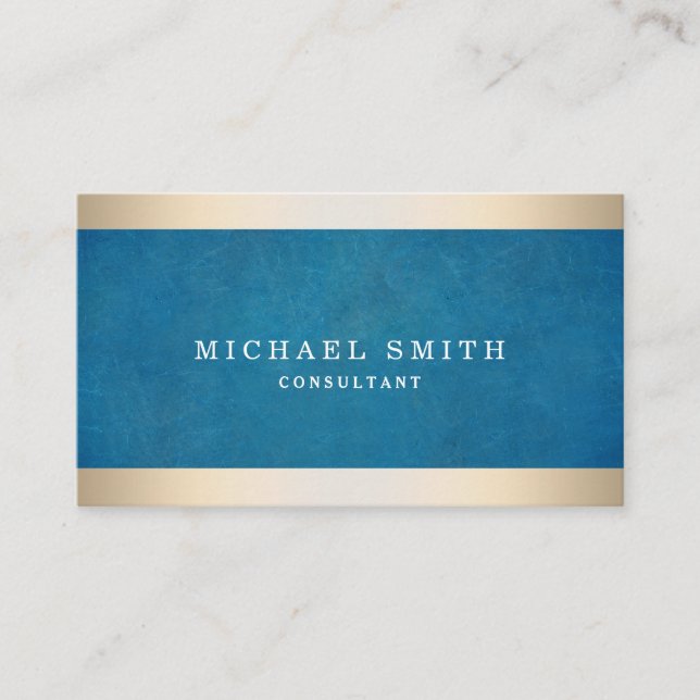 Personalise Navy Blue Gold Striped Modern Stylish Business Card (Front)