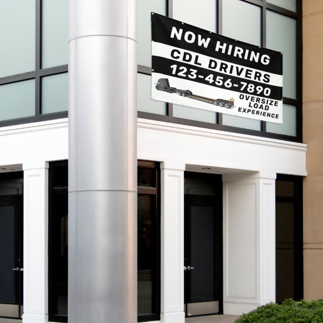 Personalise Now Hiring Oversize Load CDL Drivers  Banner (Outside Building)