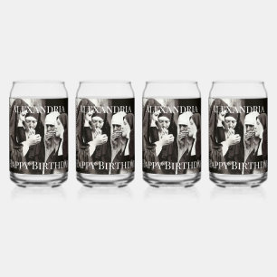 Personalise Nuns Smoking Vintage Happy birthday Can Glass