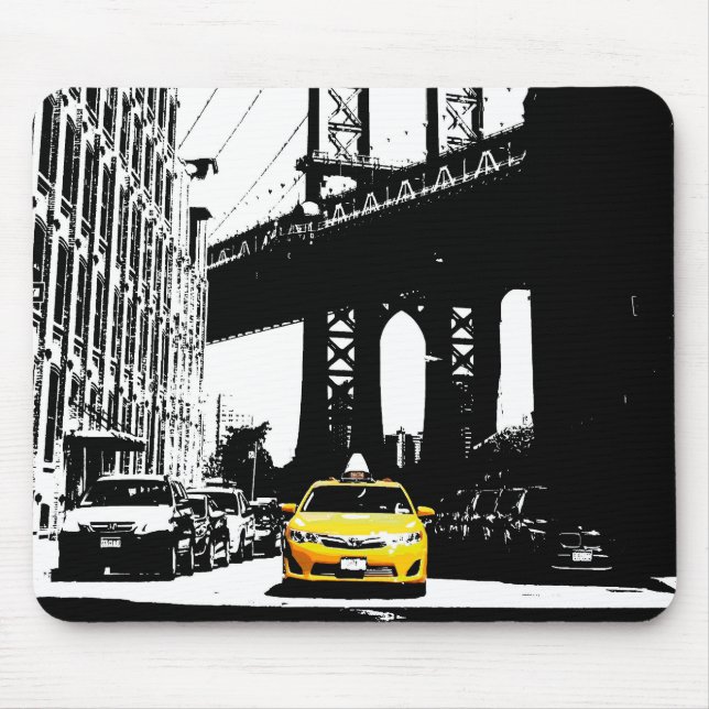 Personalise Nyc New York City Yellow Taxi Brooklyn Mouse Pad (Front)