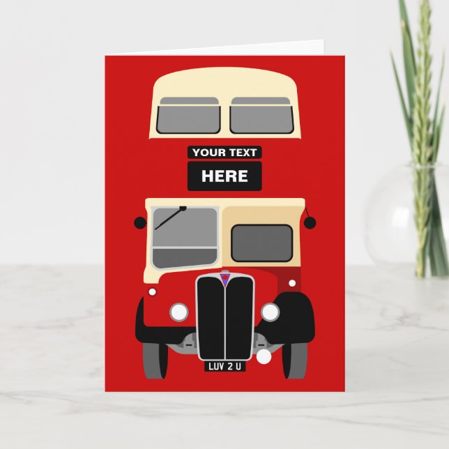 Personalise Old Brighton Double Decker Bus Card (Front)