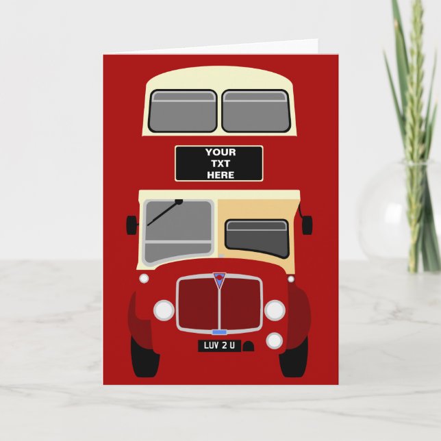 Personalise Old East Kent Double Decker Bus Card (Front)