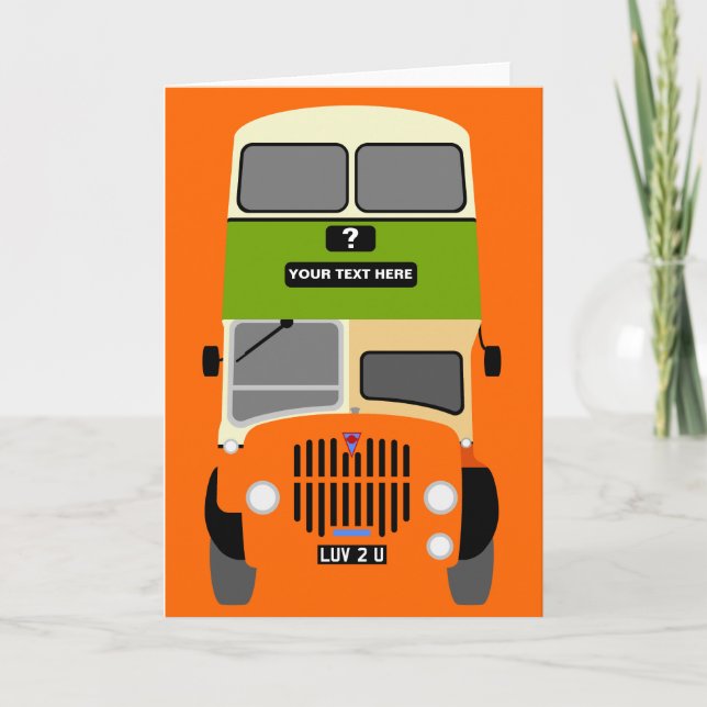 Personalise Old Glasgow Double Decker Bus Card (Front)