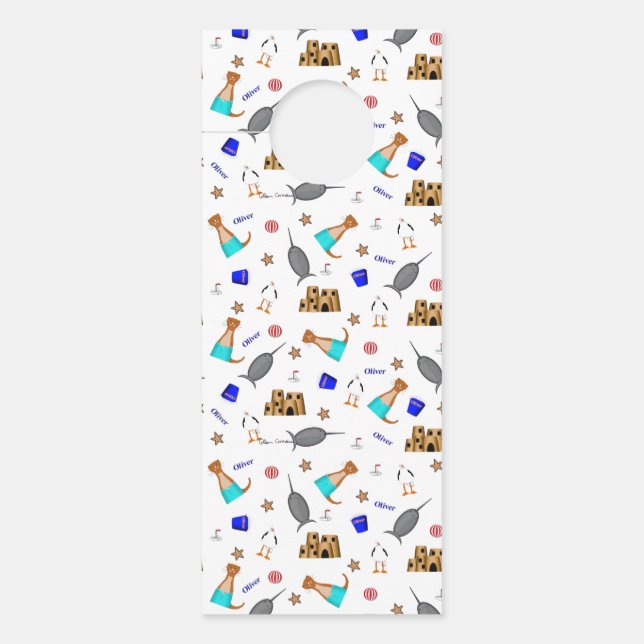 Personalise Oliver The Otter Summer Beach Door Hanger (Front)