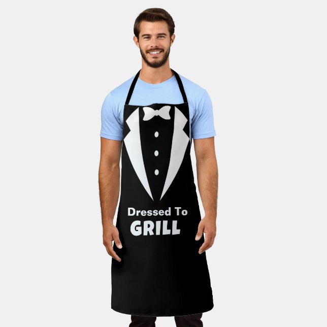 Personalise Opinion  Funny  Dressed To Grill Chef Apron (Worn)
