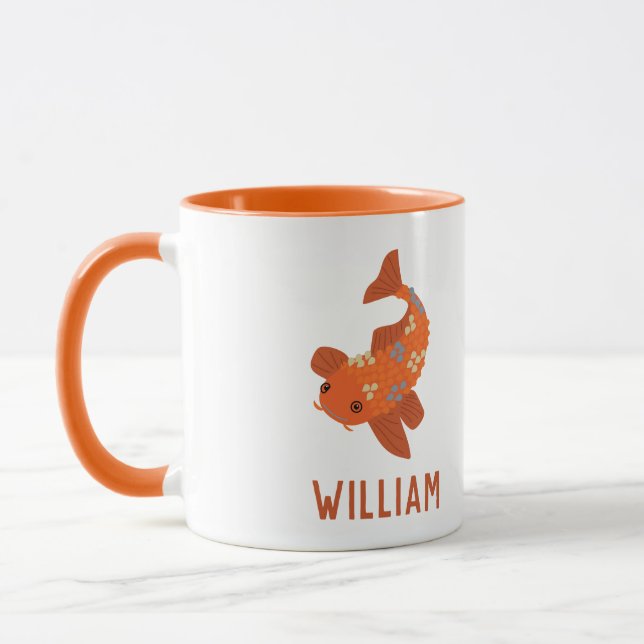 Personalise Orange Koi Goldfish Mug (Left)