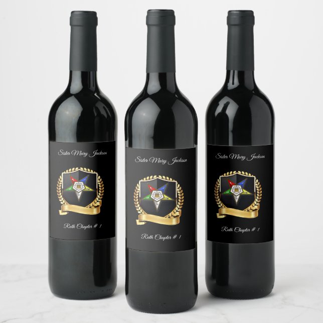 Personalise Order of Eastern Star  Wine Label (Bottles)