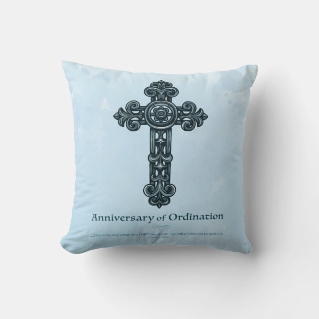 Personalise, Ordination Anniversary Priest, Cross Cushion (Front)