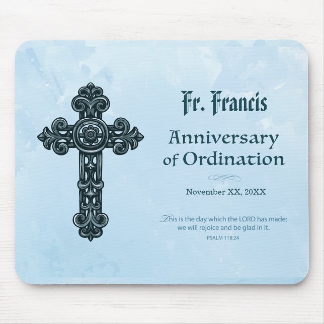 Personalise, Ordination Anniversary Priest, Cross Mouse Pad (Front)