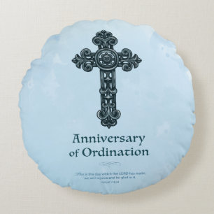 Personalise, Ordination Anniversary Priest, Cross Round Cushion