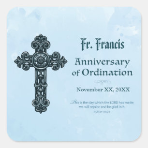 Personalise, Ordination Anniversary Priest, Cross Square Sticker