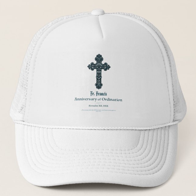 Personalise, Ordination Anniversary Priest, Cross Trucker Hat (Front)