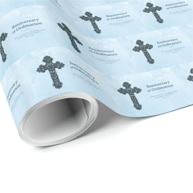 Personalise, Ordination Anniversary Priest, Cross Wrapping Paper (Roll Corner)