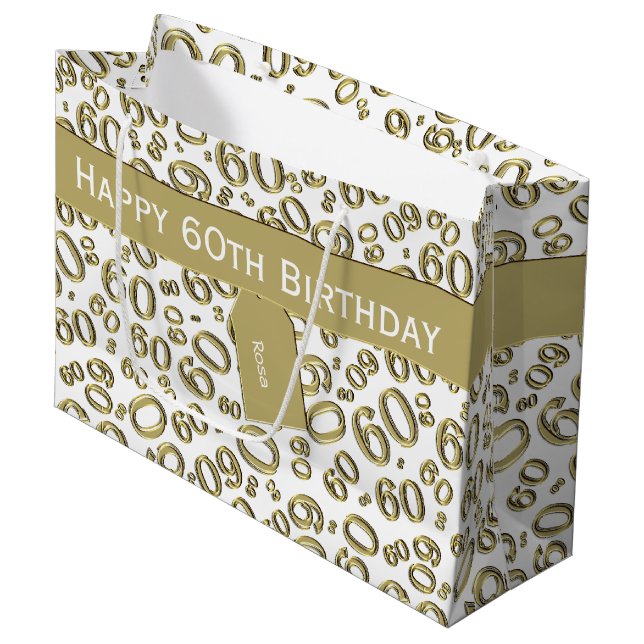 Personalise: Over The Hill 60th Birthday Theme Large Gift Bag (Front Angled)
