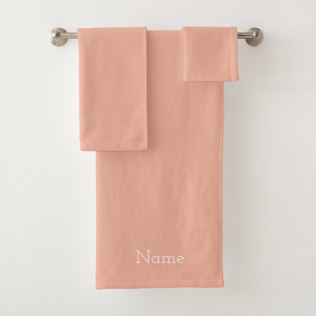 Personalise Pale Peach  Bath Towel Set (Insitu)