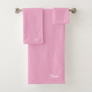 Personalise Pastel Pink Gift Personal Bath Towel Set
