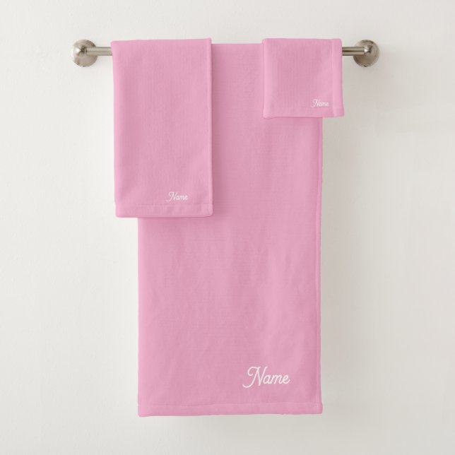 Personalise Pastel Pink  Gift Personal      Bath Towel Set (Insitu)
