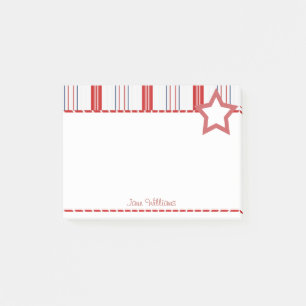 Personalise:  Patriotic Red White and Blue Stripes Post-it Notes