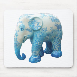 Personalise Pattern Flowers Roses Vines Blue Art Mouse Pad