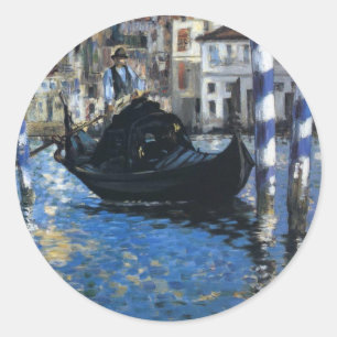 Personalise Peace Water Stream Boats Art Edouard Classic Round Sticker