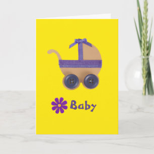 Personalise Peach and purple baby carriage Card