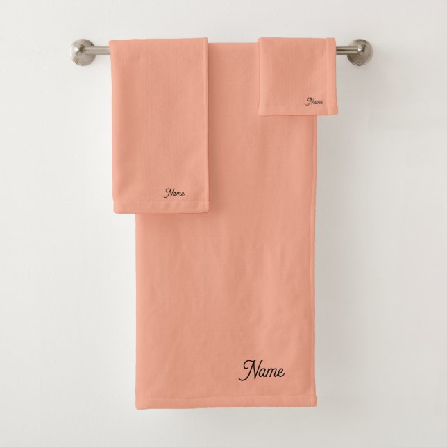 Personalise Peach Gift Personal      Bath Towel Set (Insitu)