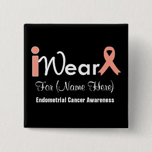 Personalise Peach Ribbon Endometrial Cancer 15 Cm Square Badge