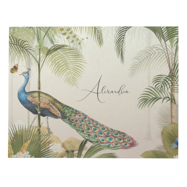 Personalise Peacock with butterflies  Notepad (Front)