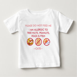 Personalise Peanut Tree Nut Egg & Fish Allergy Kid Baby T-Shirt