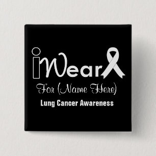 Personalise Pearl Ribbon Lung Cancer 15 Cm Square Badge