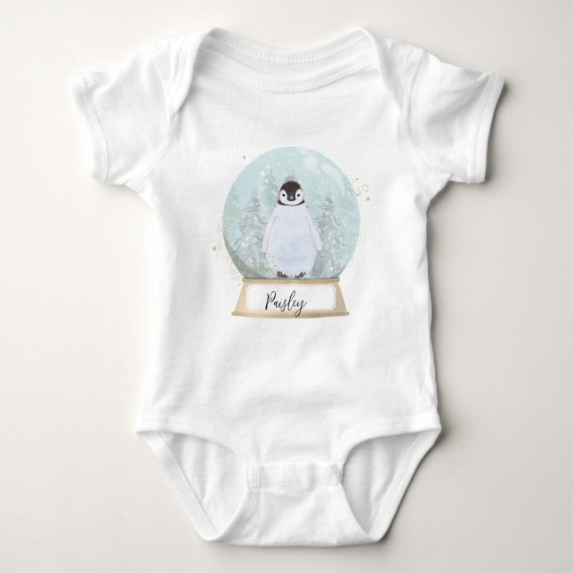 Personalise Penguin Christmas  Baby Bodysuit (Front)
